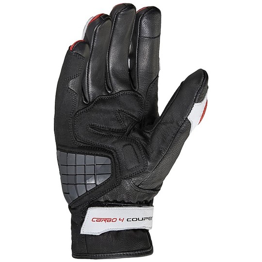 Moto Racing Leather Gloves Spidi CARBO 4 COUPE 'Black White Red