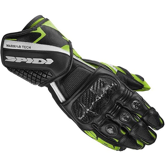 Moto Racing Leather Gloves Spidi CARBO 5 Black Green Kawasaki