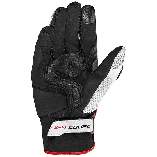 Moto Racing Leather Gloves Spidi X-4 COUPE 'Black White Red