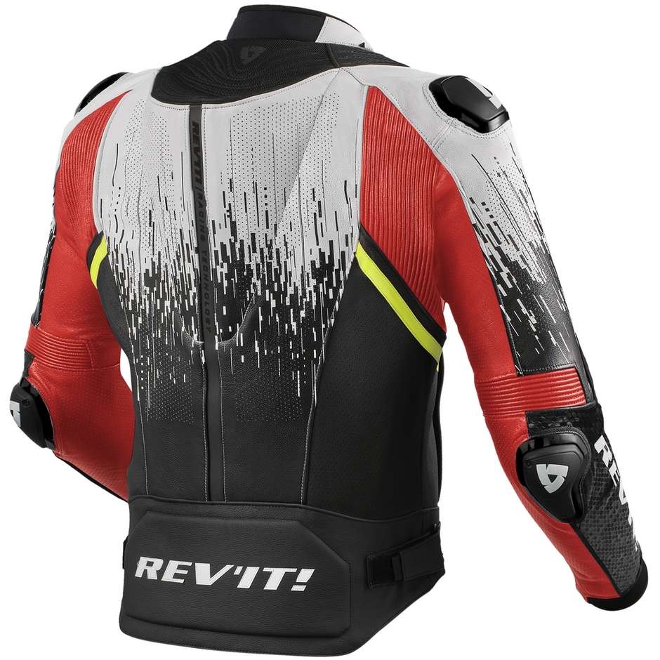 Moto Racing Leather Jacket Perforated Rev'it QUANTUM 2 PRO Air White Neon Red