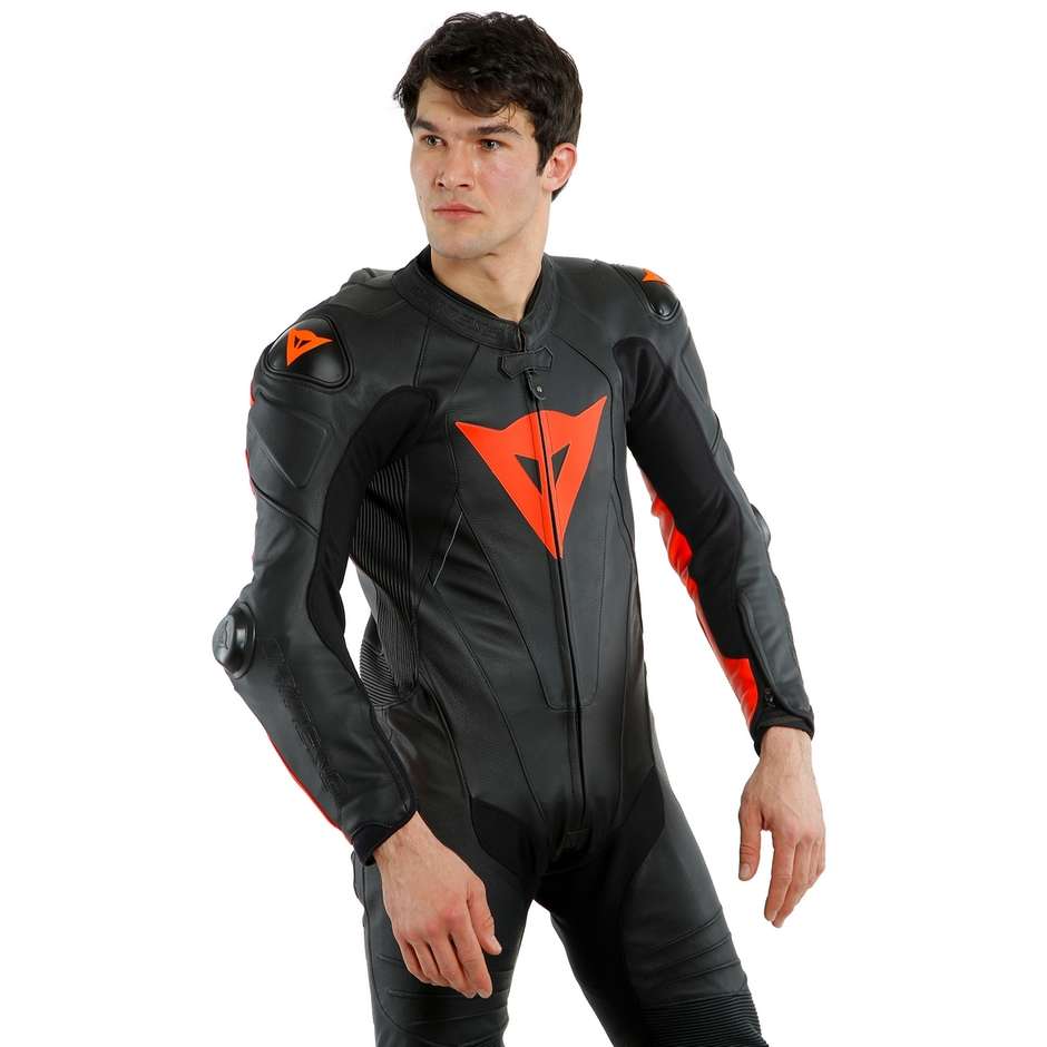 Moto Racing Suit in Dainese LAGUNA SECA 5 1pc Perforated Black Red Leather