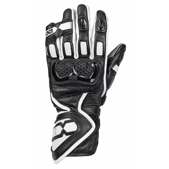 Moto Racing Women's Leather Gloves Ixs SPORT LD RS-200 2.0 DAMEN Black White