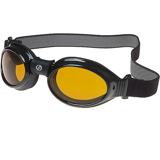 Moto Sports glasses Baruffaldi Rek Hake Black Leather Lens Smoke and Yellow