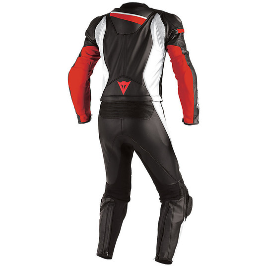 Moto suit Divisible 2 pieces Dainese Veloster Black / White / Red Fluo