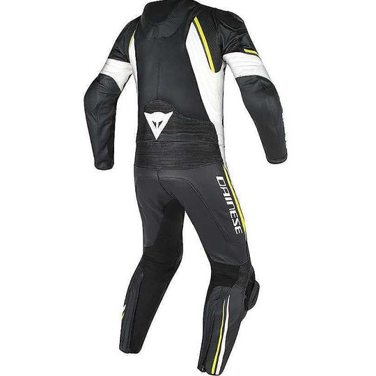 Moto suit Divisible Dainese Leather Avro D2 Black / White / Yellow Fluo