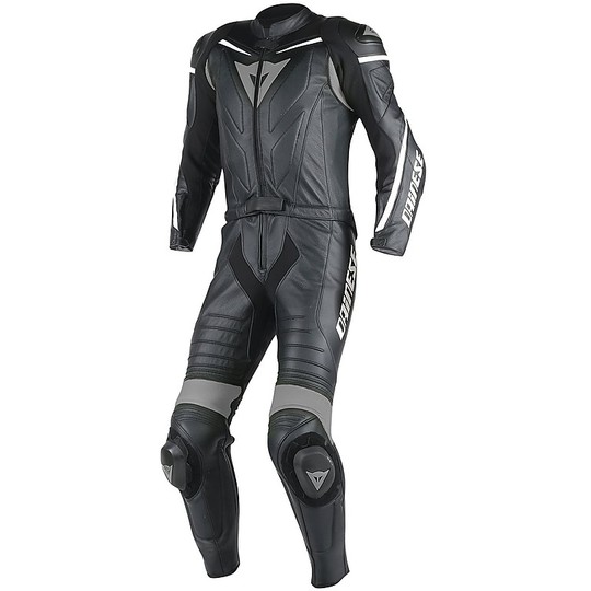 Moto suit Divisible Dainese Leather Perforated Laguna Seca D1 Black Anthracite