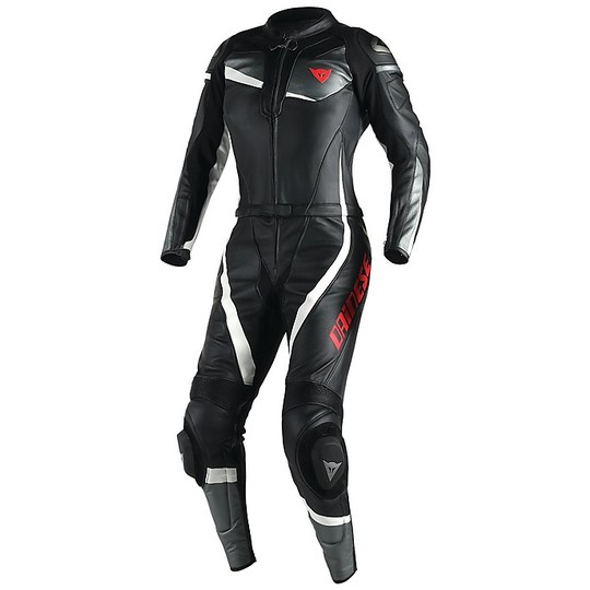 Moto suit Divisible Dainese Leather Veloster Lady Black / Anthracite / White