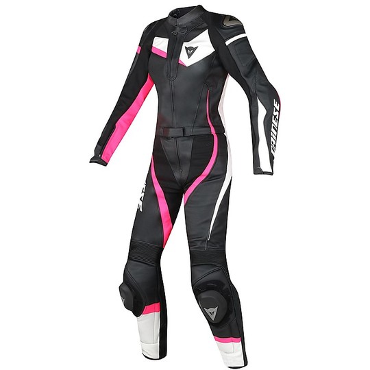 Moto suit Divisible Dainese Leather Veloster Lady Black / Pink / White
