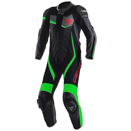 Moto suit Full Professional Dainese Veloster Black / Anthracite / Green Fluo