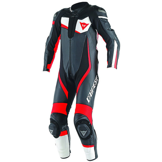 Moto suit Full Professional Dainese Veloster Black / White / Red Fluo