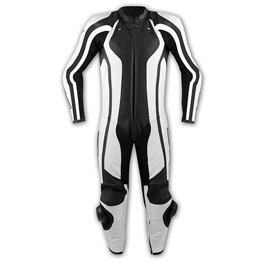 Moto suit Full Professional in Real Leather A-Pro Lightning White