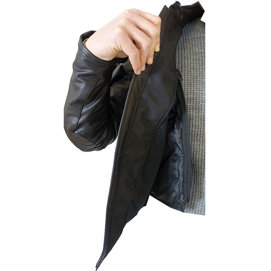 Moto Tech Jacket in Genuine Soft Leather PXT Stripes Black Beige