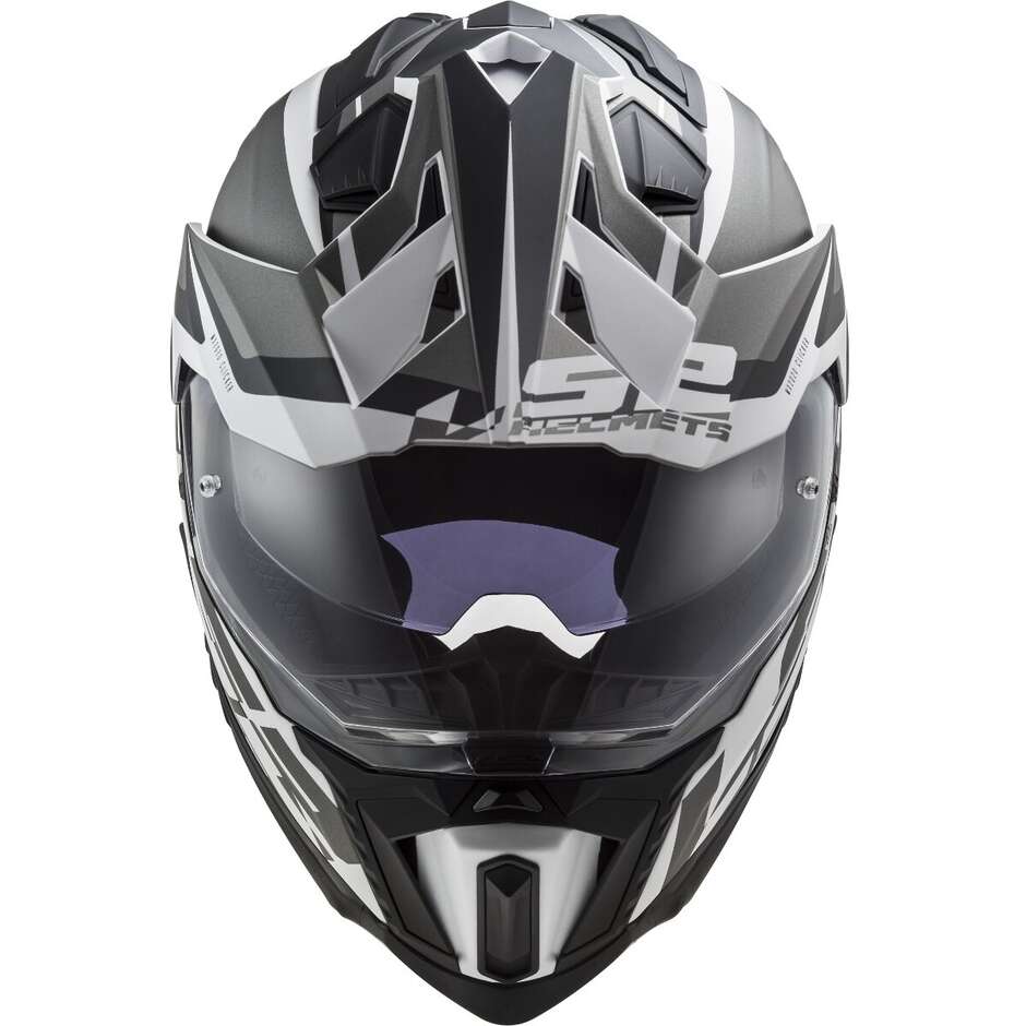 Moto Tourism Helm Ls2 MX701 EXPLORER HPFC ALTER Matt Schwarz Weiß
