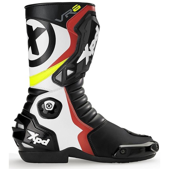 Moto XPD VR6.2 Stiefel für den Straßenlauf Schwarz Weiß Rot Gelb
