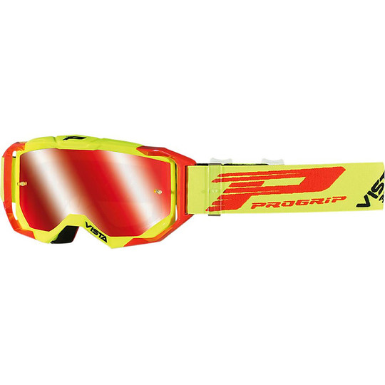 Motocross Cross Enduro 3335 Glasses Sight Yellow Fluo Mirror Lens