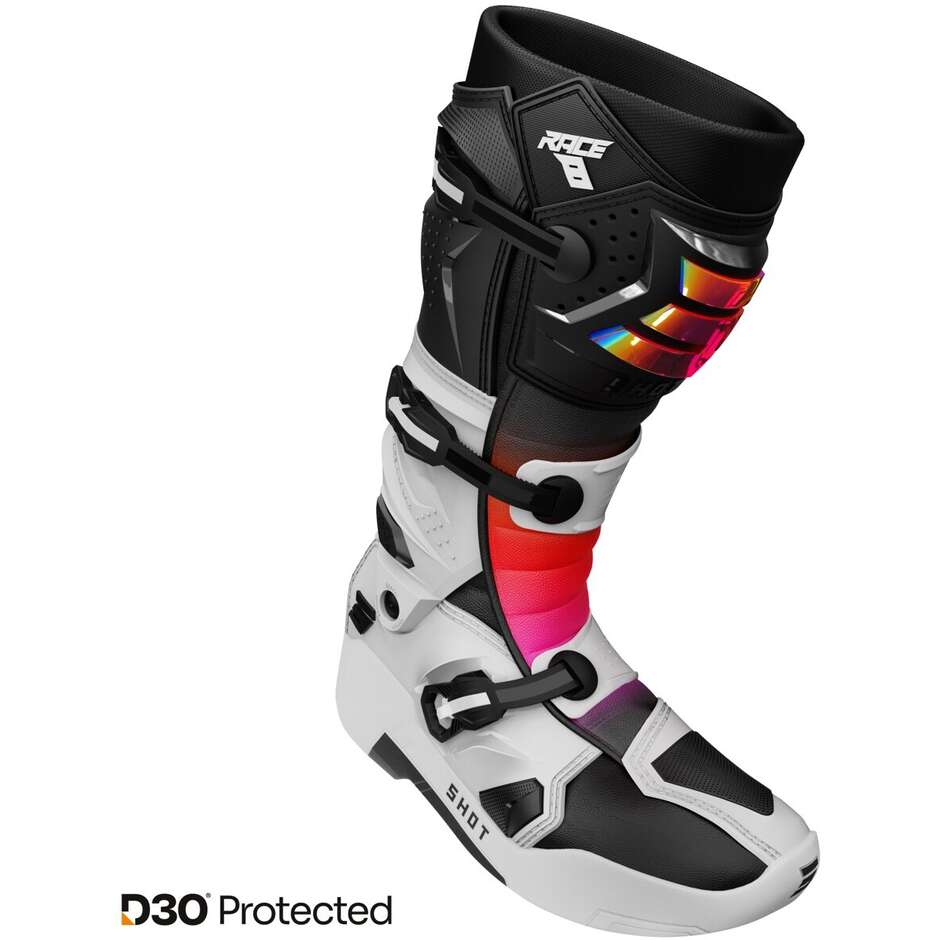 Motocross Enduro Boots Shot RACE 8 White Holographic