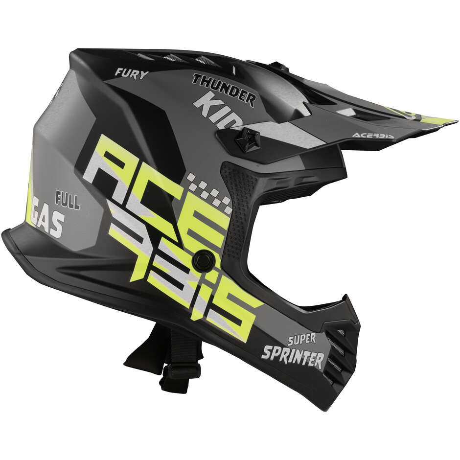 Motocross-Enduro-Helm ACERBIS Kind PROFILE JUNIOR Schwarz Gelb Fluo
