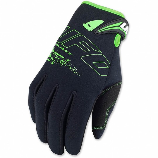 Motocross Enduro UFO Gloves Black Neoprene Neon
