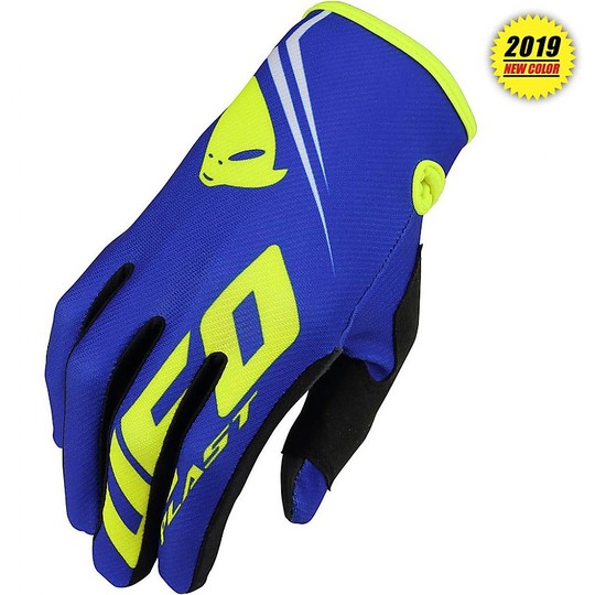 Motocross Gloves Cross Enduro Ufo EGON Blue Yellow Fluo