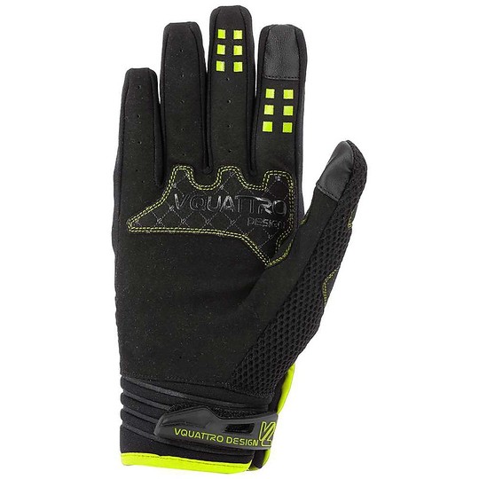 Motocross Gloves Cross Enduro Vquattro MX 18 Black Yellow Fluo
