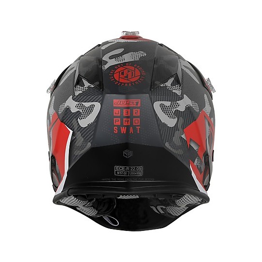 Motocross Helm Cross Enduro Just1 J32 Pro SWAT Camo Rot Fluo Matt