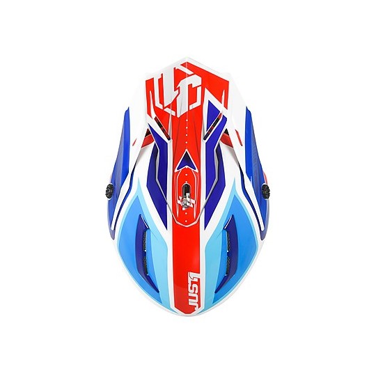 Motocross Helm Cross Enduro Just1 J38 BLADE Blau Rot Weiß