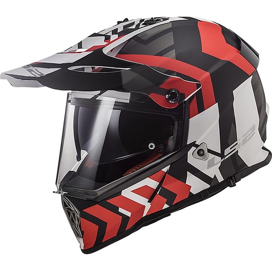 Motocross Helm Cross Enduro Ls2 MX436 PIONEER Xtreme Schwarz Rot Matt