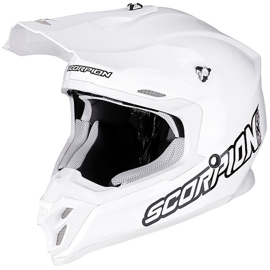 Motocross Helm Cross Enduro Scorpion VX-16 SOLID Glossy White