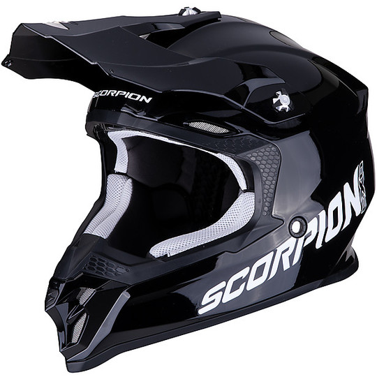 Motocross Helm Cross Enduro Scorpion VX-16 SOLID Schwarz glänzend