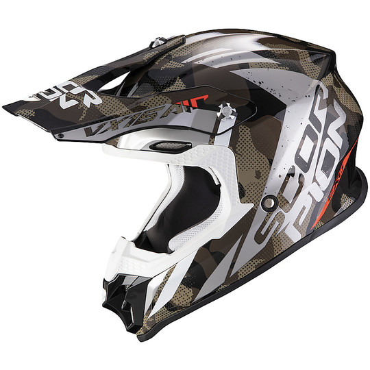 Motocross Helm Cross Enduro Scorpion VX-16 WAKA Schwarz Silber