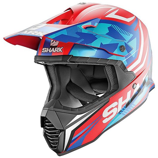 Motocross Helm Cross Enduro Shark VARIAL Replik Tixier Rot Weiß Matt Blau