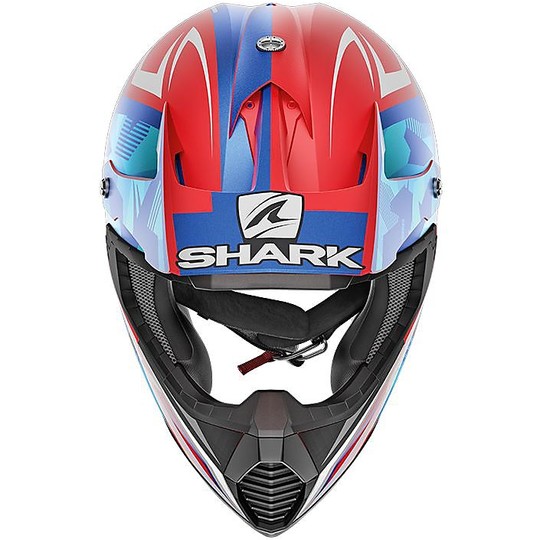 Motocross Helm Cross Enduro Shark VARIAL Replik Tixier Rot Weiß Matt Blau