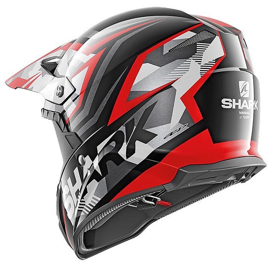 Motocross Helm Cross Enduro Shark VARIAL Replik Tixier Schwarz Glitter Rot