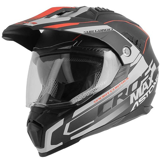 Motocross Helmet Cross Enduro Astone Crossmax Road Matt Black Gray Red