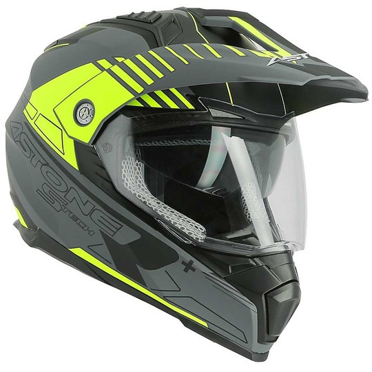 Motocross Helmet Cross Enduro Astone Crossmax S-Tech Gray Opaque Yellow