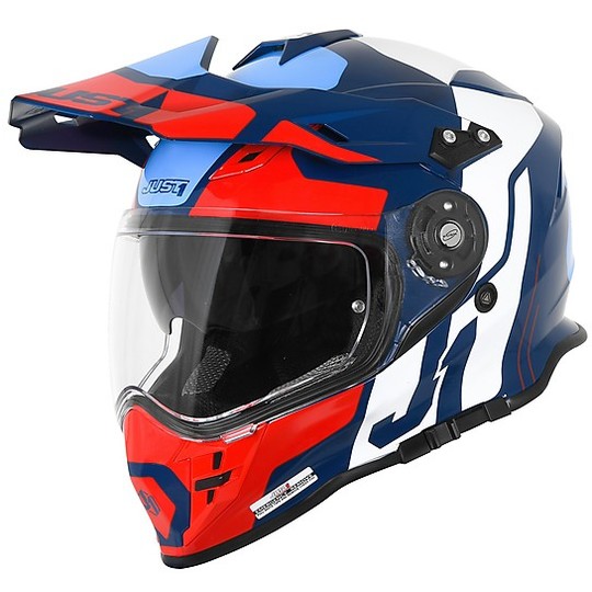 Motocross Helmet Cross Enduro Just1 J34 Pro TOUR Red Blue Shiny