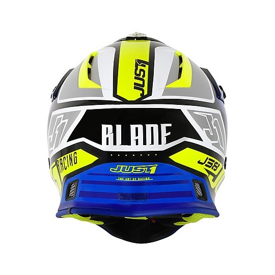 Motocross Helmet Cross Enduro Just1 J38 BLADE Blue Fluo Yellow Glossy Black