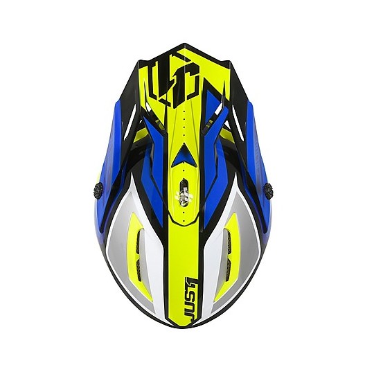 Motocross Helmet Cross Enduro Just1 J38 BLADE Blue Fluo Yellow Glossy Black