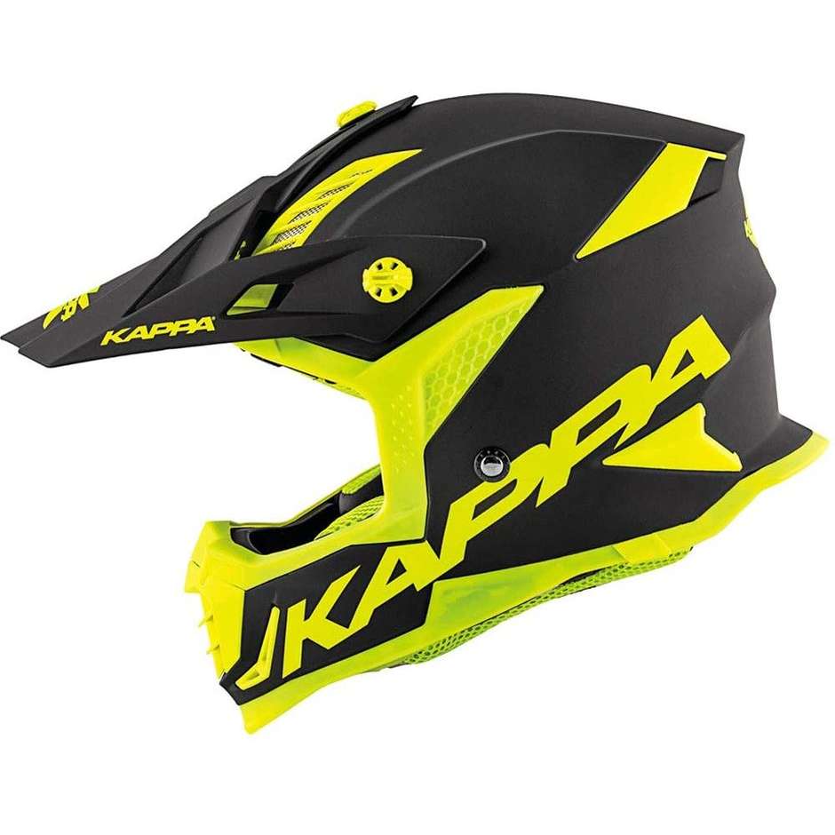 Motocross Helmet Cross Enduro Kappa KV39 SOLID Matte Black Fluo Yellow