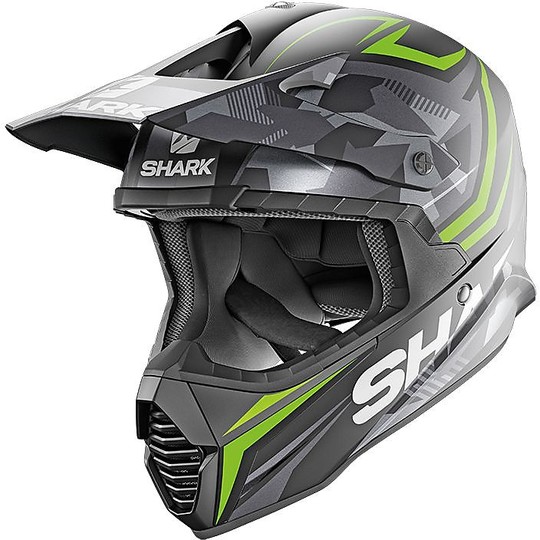 Motocross Helmet Cross Enduro Shark VARIAL Replica Tixier Black Anthracite Green Matt