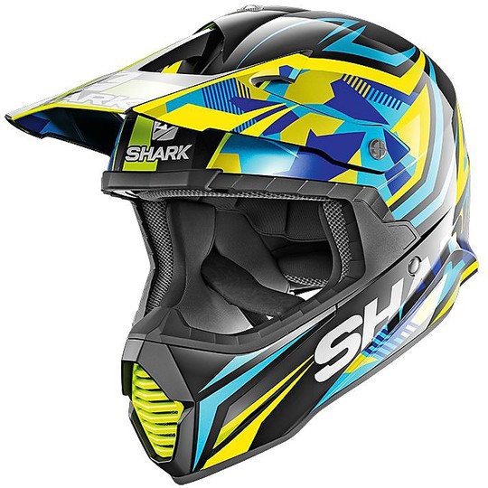 Motocross Helmet Cross Enduro Shark VARIAL Replica Tixier Black Blue Yellow