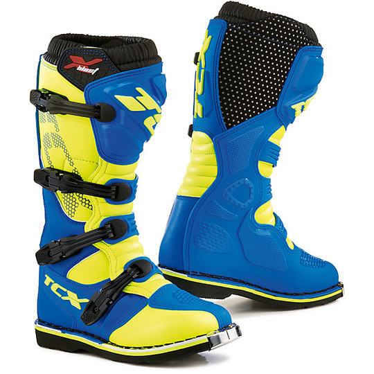 Motocross Off-Road Boots Tcx X-BLAST Blue Yellow Fluo