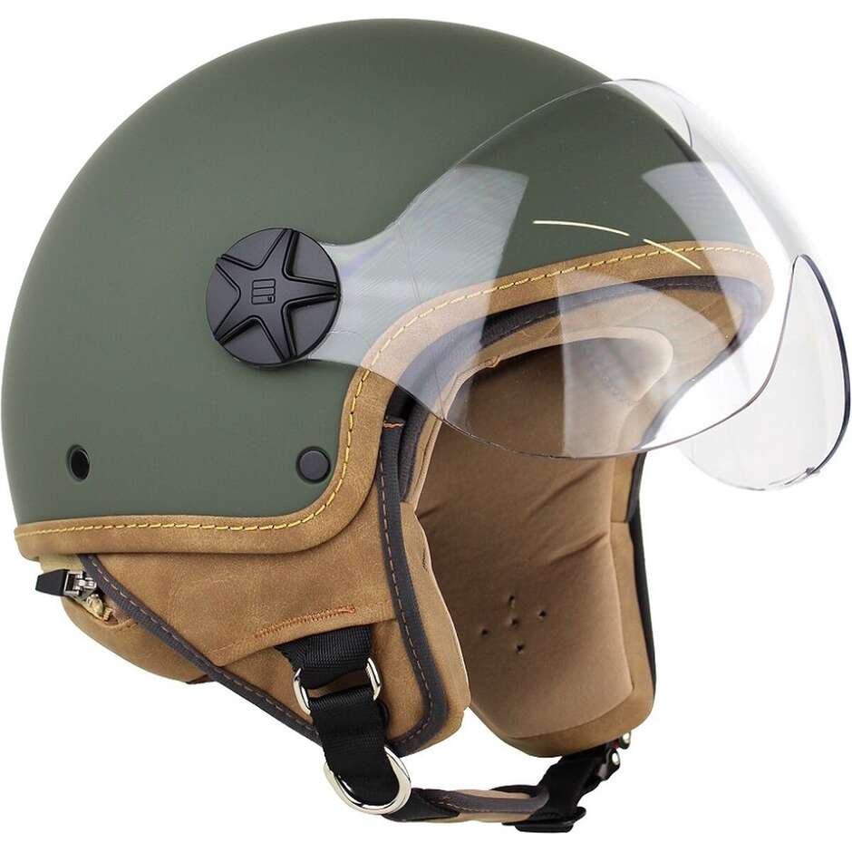Motocubo 721 ANT Matt Green Motorcycle Jet Helmet