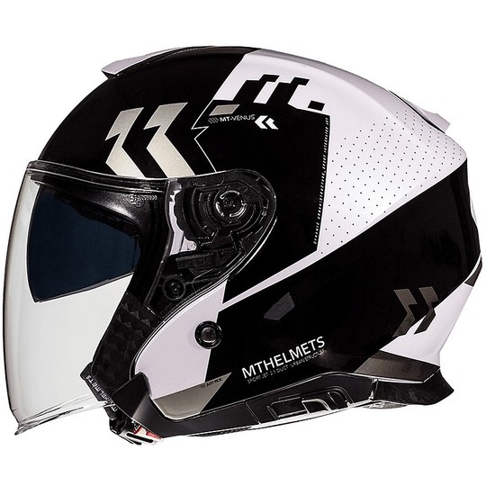 MotoJet Double Visor Helmet MT Helmets THUNDER 3 SV Jet Venus A2 Polished Gray