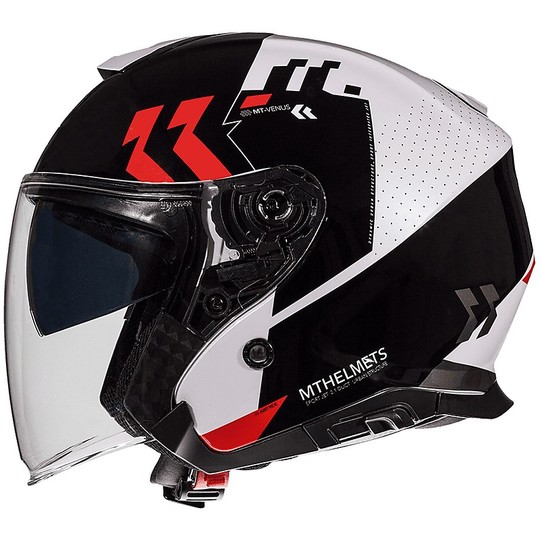 MotoJet Helmet Double Visor MT Helmets THUNDER 3 SV Jet Venus A5 Glossy Red