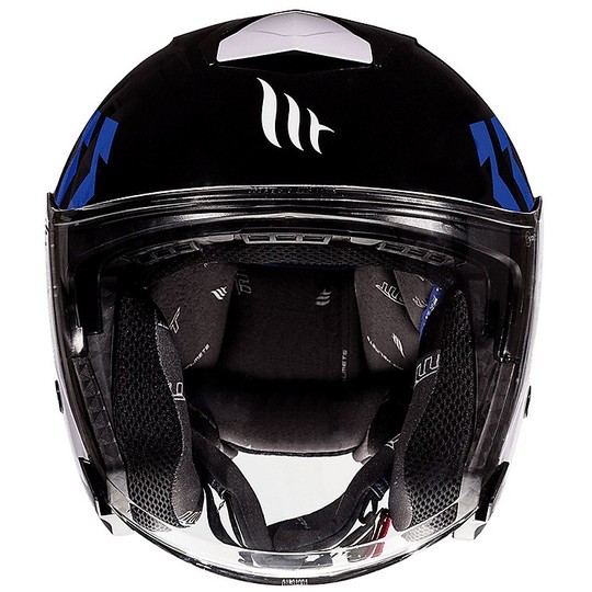 MotoJet Helmet Double Visor MT Helmets THUNDER 3 SV Jet Venus A7 Bluo Fluo Polished