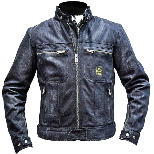 Motorbike Jacket In Perforated Helstons Fabric Model Genesis Mesh Jeans Denim