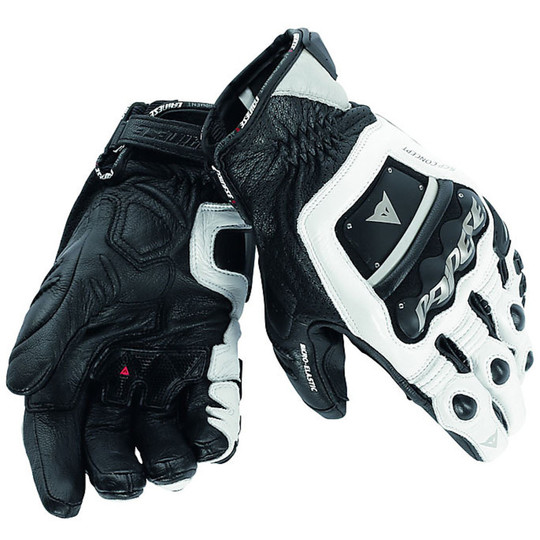 Motorbike Leather Gloves Dainese 4 Stroke Ages White / Black