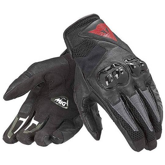 Motorbike Leather Gloves Summer Dainese Mig C2 Black Black
