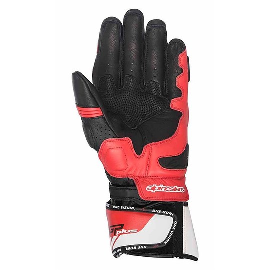 Motorbike Leather Racing Gloves Alpinestars GP Plus R Blacks Red White